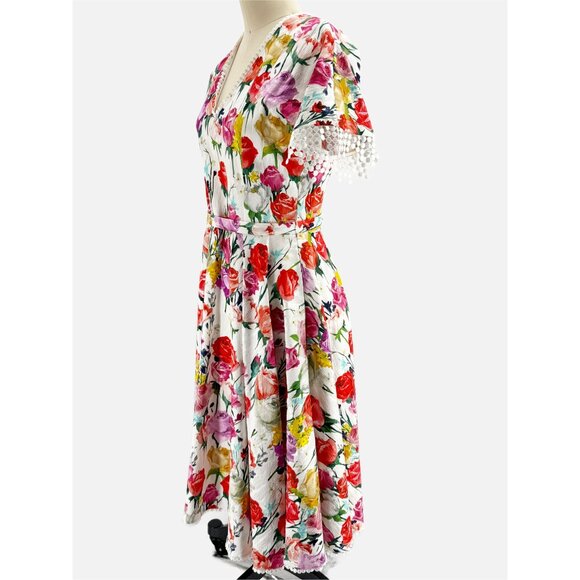 Figue Floral & Lace Trim Tea Dress 6 - Picture 8 of 14